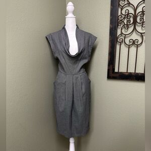 Zara Basic low cowl neck side pockets back zipper closure midi dress